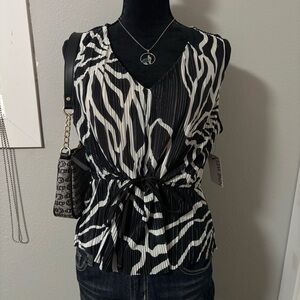 Nine West Black and White Zebra Print Blouse